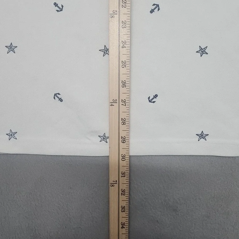 Nautica Performance Deck Polo Men XXL Shirt White Blue Anchor Nautical Print AOP